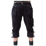 Women Unisex Gothic Rock 3/4 Shorts | Black Lady Underground Look Short