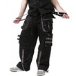 Men Black and Grey Gothic Trousers | Cotton Pant with Stud and Metal Accent