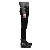 Men Black Military Steampunk Pants | Gothic Army Uniform Trouser with Vintage Detailing