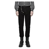 Men Black Military Steampunk Pants | Gothic Army Uniform Trouser with Vintage Detailing