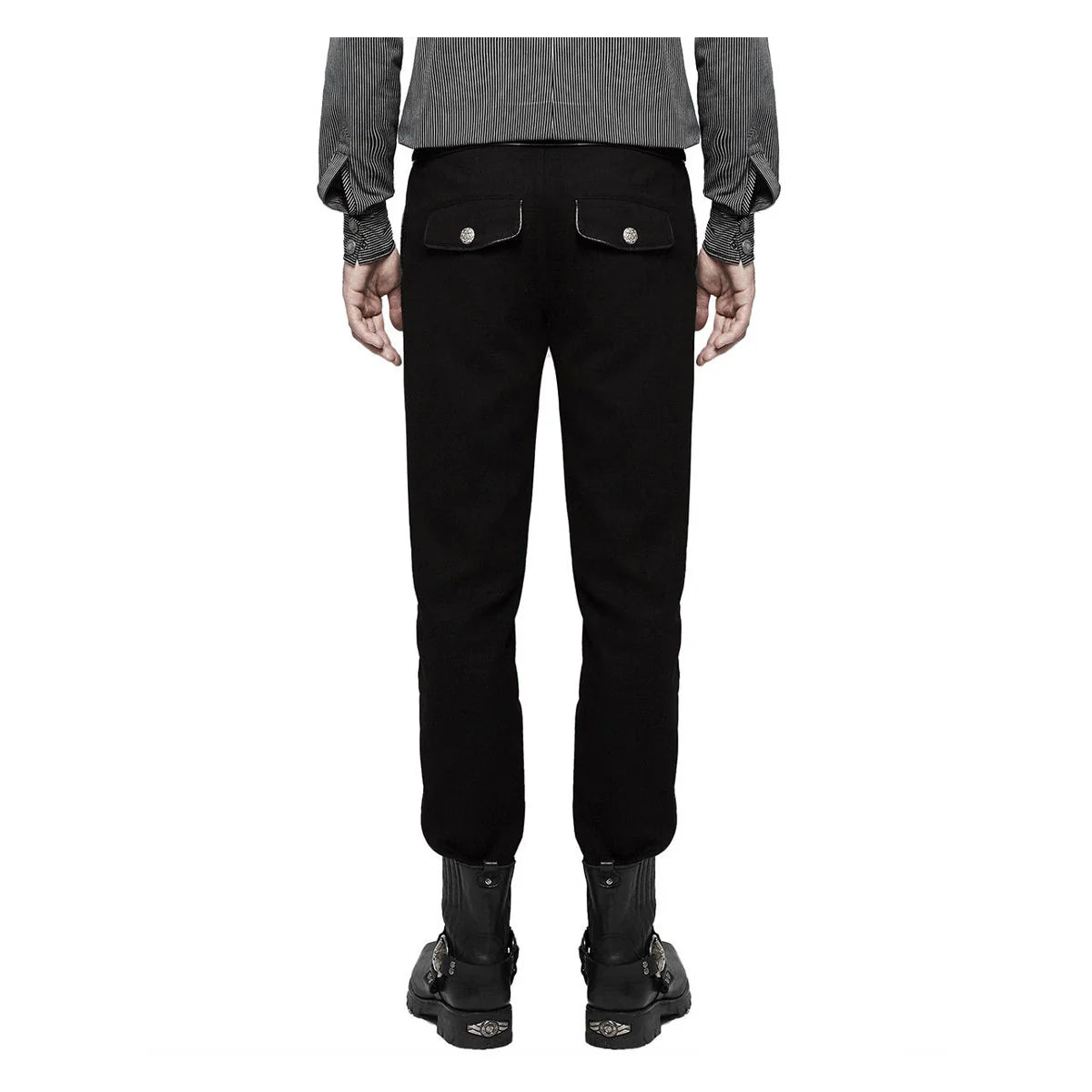 Men Black Military Steampunk Pants | Gothic Army Uniform Trouser with Vintage Detailing
