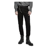Men Black Military Steampunk Pants | Gothic Army Uniform Trouser with Vintage Detailing