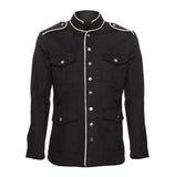 Men's Gothic Military Officer Coat with White Piping