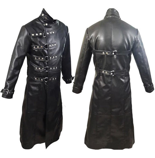 Men Steampunk Van Helsing Coat | Gothic Trench Coat Genuine Black Leather Costume