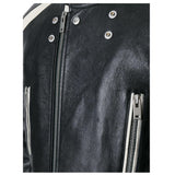 Men Gothic Black Genuine Leather Coat | Short Length Punk Style Outerwear