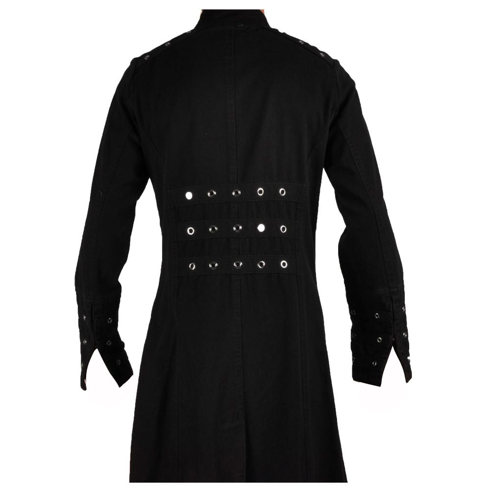 Industrial Punk Vampire Long Coat | Hellraiser-Inspired Gothic Trench for Men