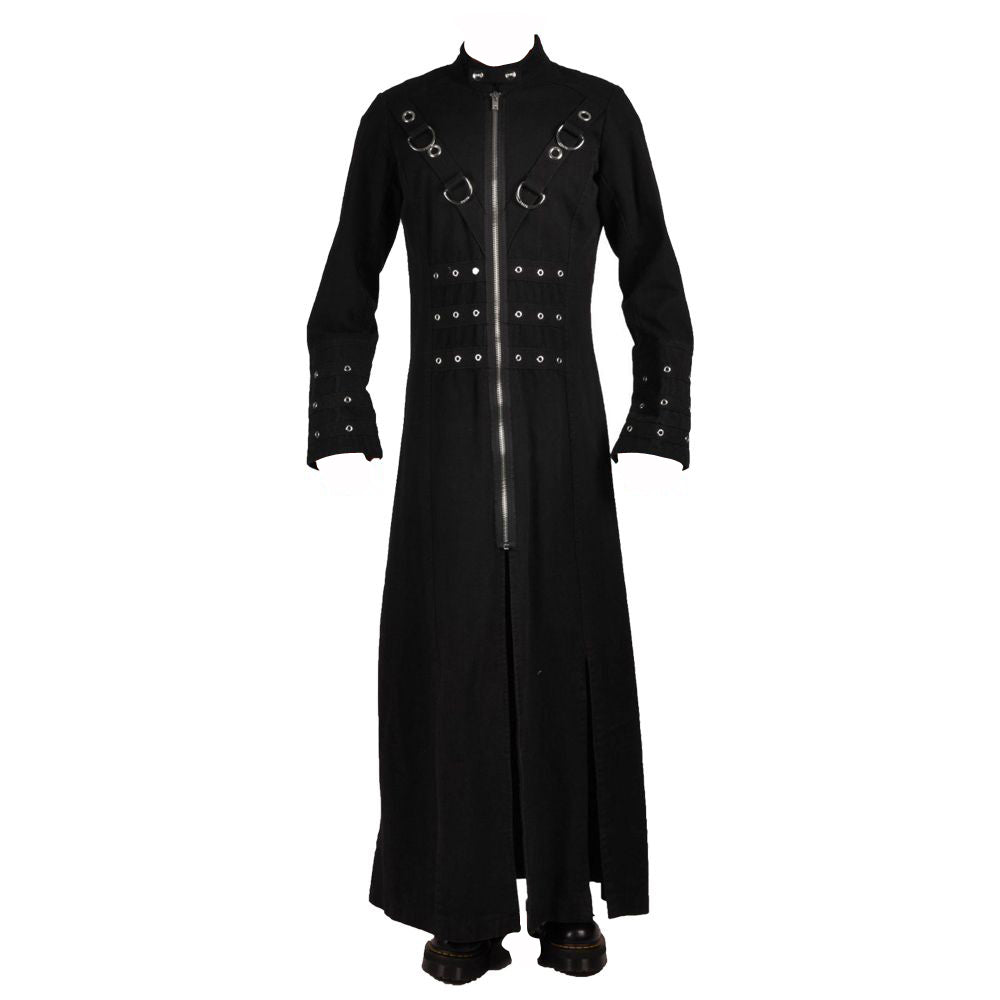 Industrial Punk Vampire Long Coat | Hellraiser-Inspired Gothic Trench for Men