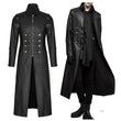 Men Gothic Coat Long Black Gothic Imitation Leather Coat Steampunk Badboy Men Long Coat - Alternative Gothic Dark Wear | Embrace Dark Aesthetic Men & Women Gothic Clothing