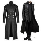 Men Gothic Coat Long Black Gothic Imitation Leather Coat Steampunk Badboy Men Long Coat - Alternative Gothic Dark Wear | Embrace Dark Aesthetic Men & Women Gothic Clothing