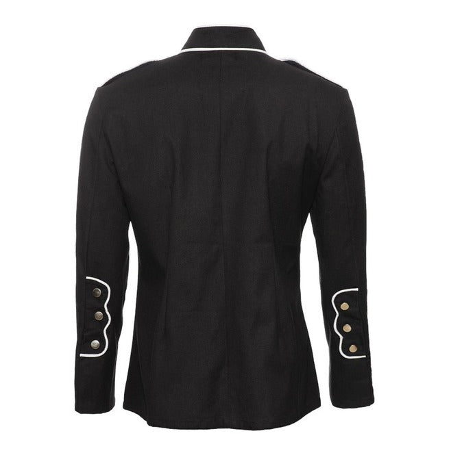 Men's Gothic Military Officer Coat with White Piping