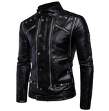 Men Motorcycle Jacket Gothic Black Leather Jacket Multi-Zip Biker Jacket - Alternative Gothic Dark Wear | Embrace Dark Aesthetic Men & Women Gothic Clothing