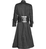 Men Hellraiser Pinhead Long Trench | Vampire Gothic Coat with Buckle Straps & High Collar