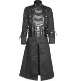Men Hellraiser Pinhead Long Trench | Vampire Gothic Coat with Buckle Straps & High Collar