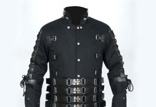 Men Hellraiser Pinhead Long Trench | Vampire Gothic Coat with Buckle Straps & High Collar