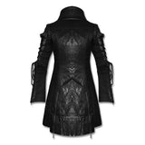 Men Poison Commander Steampunk Coat | Gothic Military Long Jacket with Lace Details
