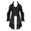 Men Poison Commander Steampunk Coat | Gothic Military Long Jacket with Lace Details