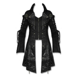 Men Poison Commander Steampunk Coat | Gothic Military Long Jacket with Lace Details