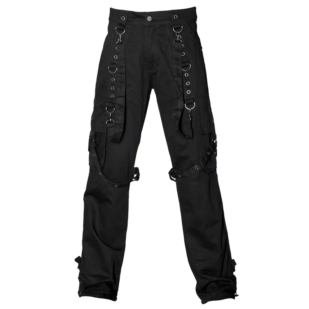 Men Black Gothic Chain Pant | D-Ring Slim Fit Goth Pants for Men