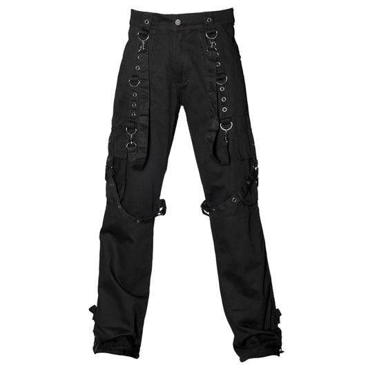 Men Black Gothic Chain Pant | D-Ring Slim Fit Goth Pants for Men