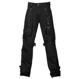 Men Black Gothic Chain Pant | D-Ring Slim Fit Goth Pants for Men