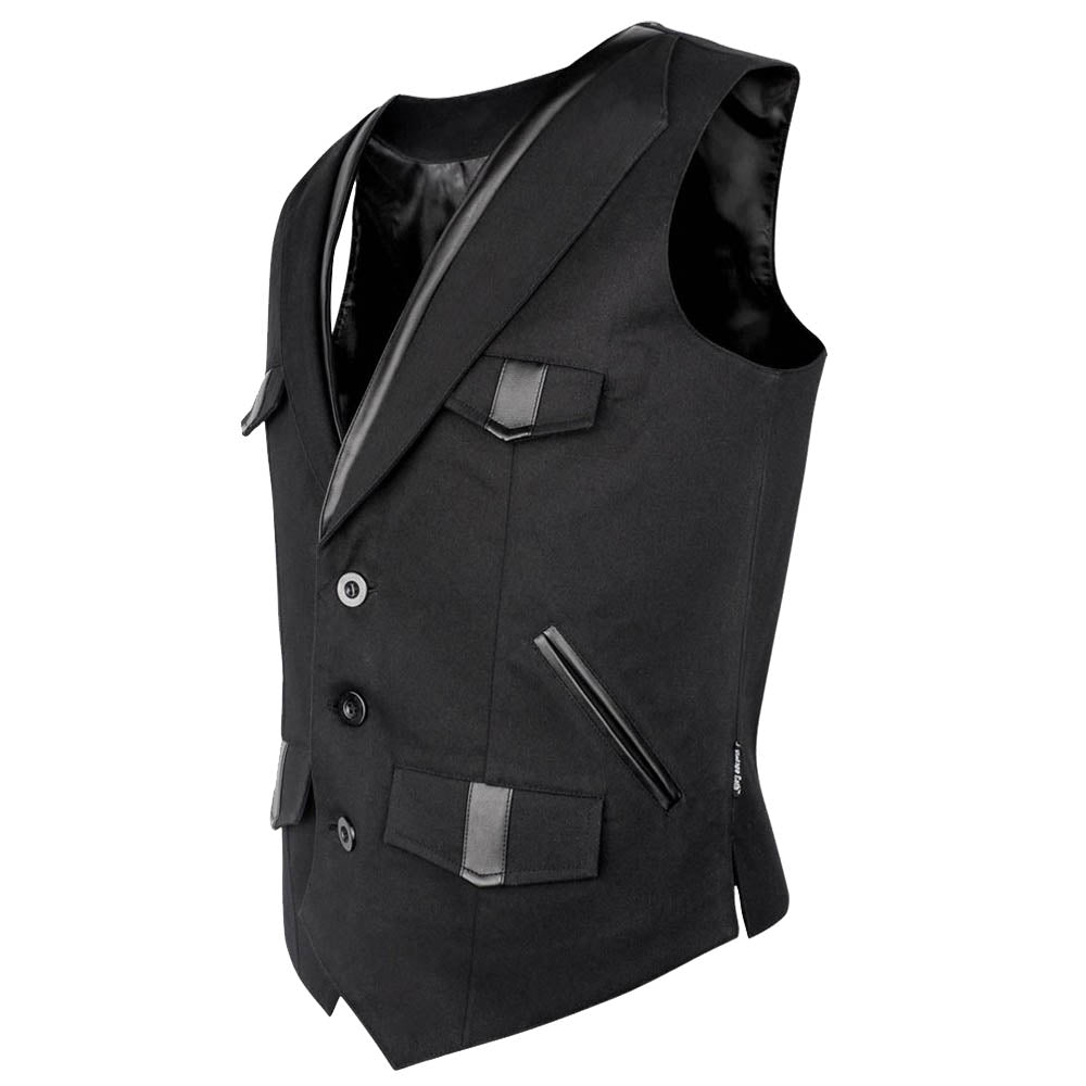 Men Gothic Vest Steampunk Wool Vest Wedding Military Style Waistcoat - Alternative Gothic Dark Wear | Embrace Dark Aesthetic Men & Women Gothic Clothing