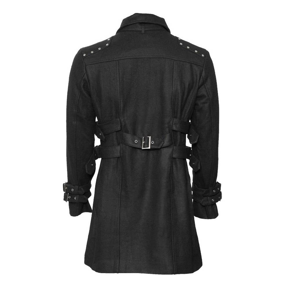 Men Gothic Double-Breasted Military Wool Coat | Nocturne Officer Trench Style Coat