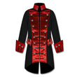 Men Steampunk Pirate Velvet Frock Coat | Gothic Vampire Jacket in Black or Red