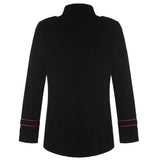 Men Steampunk Black Gothic Military Coat with Red Piping | Vintage Alternative Jacket