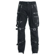 Black Gothic Slim Fit Chain Pants | Studded Cross-Zip Trousers for Men