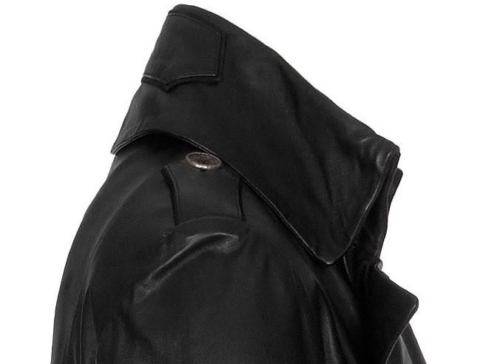 Men Military Steampunk Leather Trench Coat | Long Gothic Outerwear with Vintage Brass Detailing