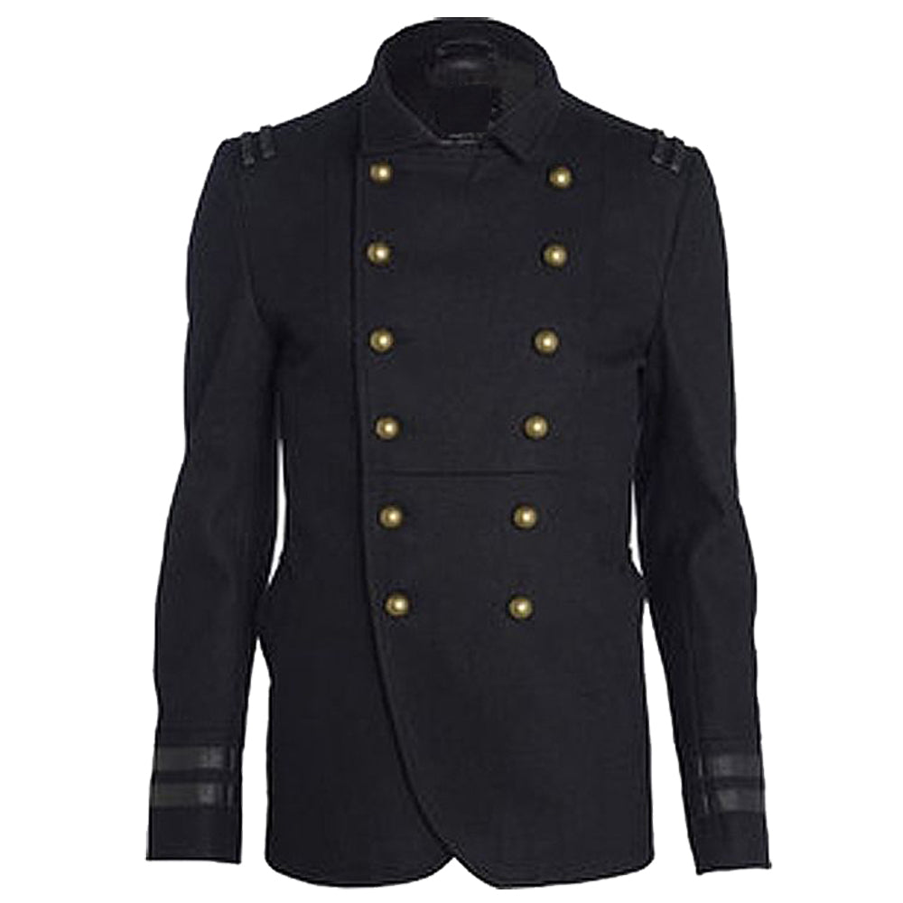 Men Military Style Wool Officer Coat | Classic Wool Trench Overcoat for Winter