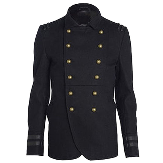 Men Military Style Wool Officer Coat | Classic Wool Trench Overcoat for Winter