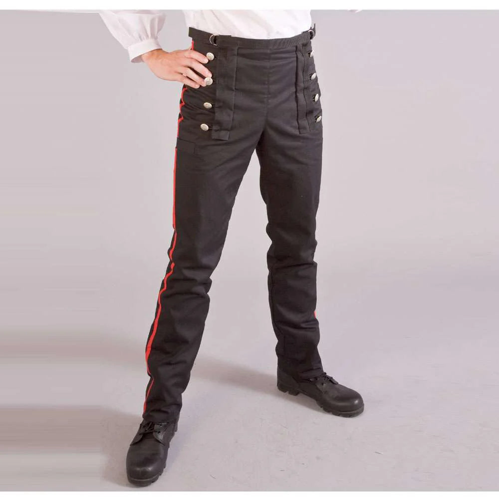 Men Military Officer Style Trouser with Red Stripe | Gothic Fetish Clubwear Pant