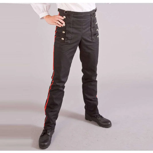 Men Military Officer Style Trouser with Red Stripe | Gothic Fetish Clubwear Pant