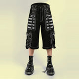 Men Gothic Mesh Panel Pant | Hot Black Punk Trouser with Buckle, Zip and Chain