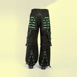 Men Gothic Mesh Panel Pant | Hot Black Punk Trouser with Buckle, Zip and Chain