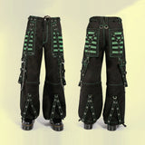 Men Gothic Mesh Panel Pant | Hot Black Punk Trouser with Buckle, Zip and Chain