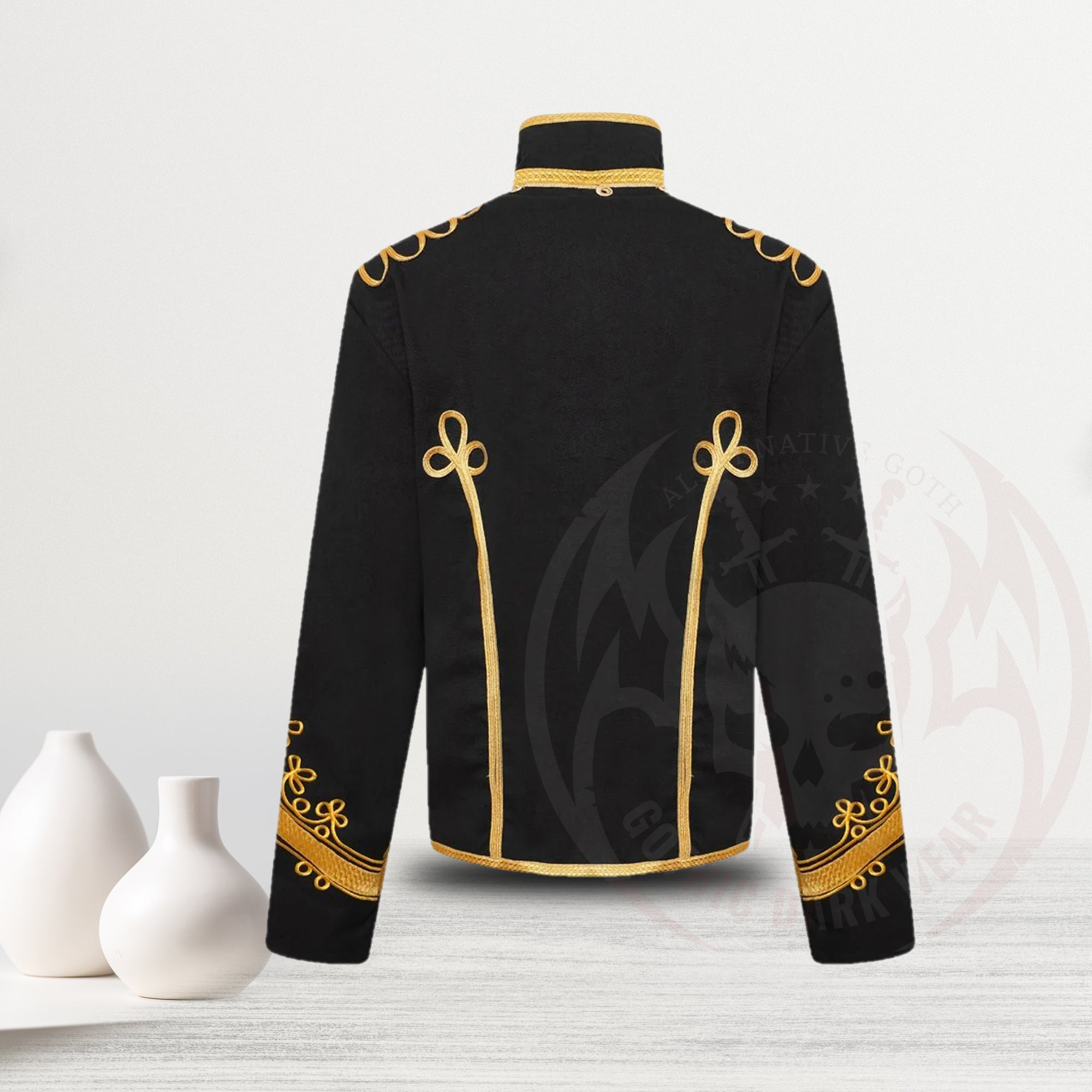 Men Luxe Military Drummer Jacket Black & Gold Gothic Napoleon Parade Coat Hussar Jacket - Alternative Gothic Dark Wear | Embrace Dark Aesthetic Men & Women Gothic Clothing