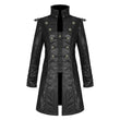 Pentagramme Men Black Steampunk Coat | Gothic Highwayman Long Coat with Braided Frogging