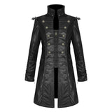 Pentagramme Men Black Steampunk Coat | Gothic Highwayman Long Coat with Braided Frogging