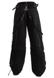 Men Gothic Elite Pant | Grey Stitch Baggy Trouser with Bondage Strap | Convertible 3/4 Gothic Pant