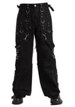 Men Gothic Elite Pant | Grey Stitch Baggy Trouser with Bondage Strap | Convertible 3/4 Gothic Pant