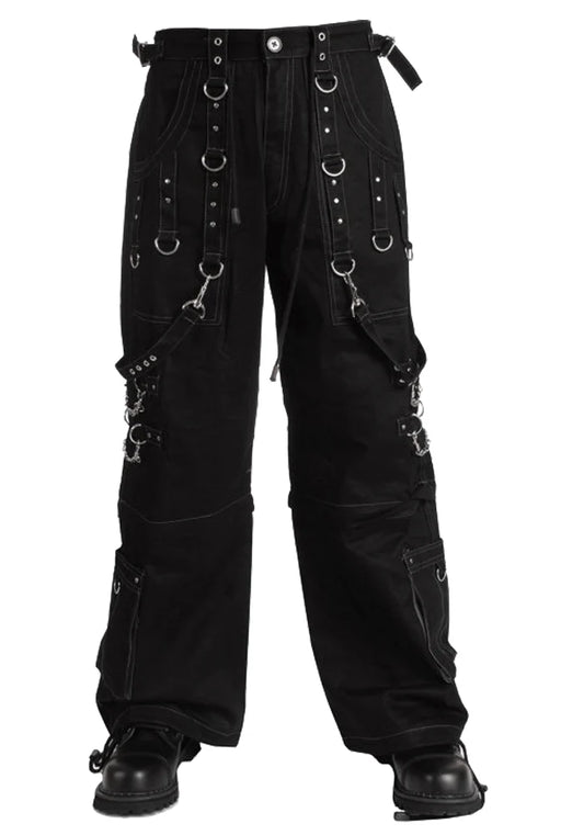 Men Gothic Elite Pant | Grey Stitch Baggy Trouser with Bondage Strap | Convertible 3/4 Gothic Pant