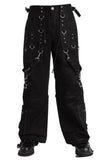 Men Gothic Elite Pant | Grey Stitch Baggy Trouser with Bondage Strap | Convertible 3/4 Gothic Pant