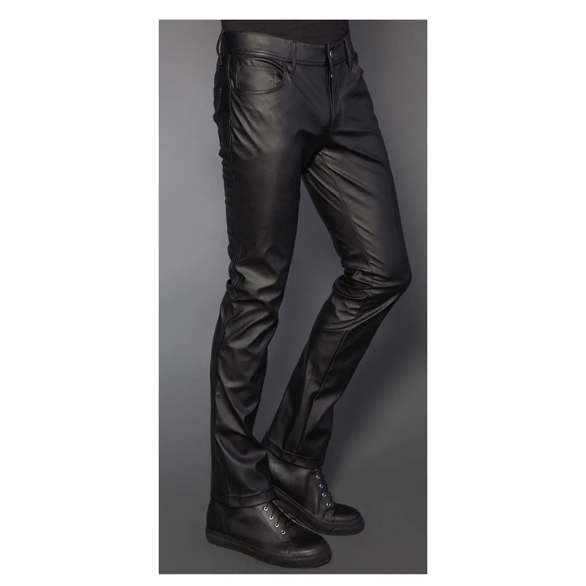Men Gothic Comfort Fit Disco Leather Pants | Gothic Clubwear Leather Trouser for Men