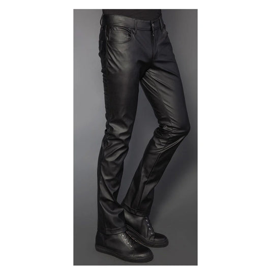 Men Gothic Comfort Fit Disco Leather Pants | Gothic Clubwear Leather Trouser for Men