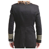 Gothic Military Officer Coat for Men | Gold Button Blazer with Cuff Bands & Epaulets