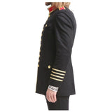 Gothic Military Officer Coat for Men | Gold Button Blazer with Cuff Bands & Epaulets