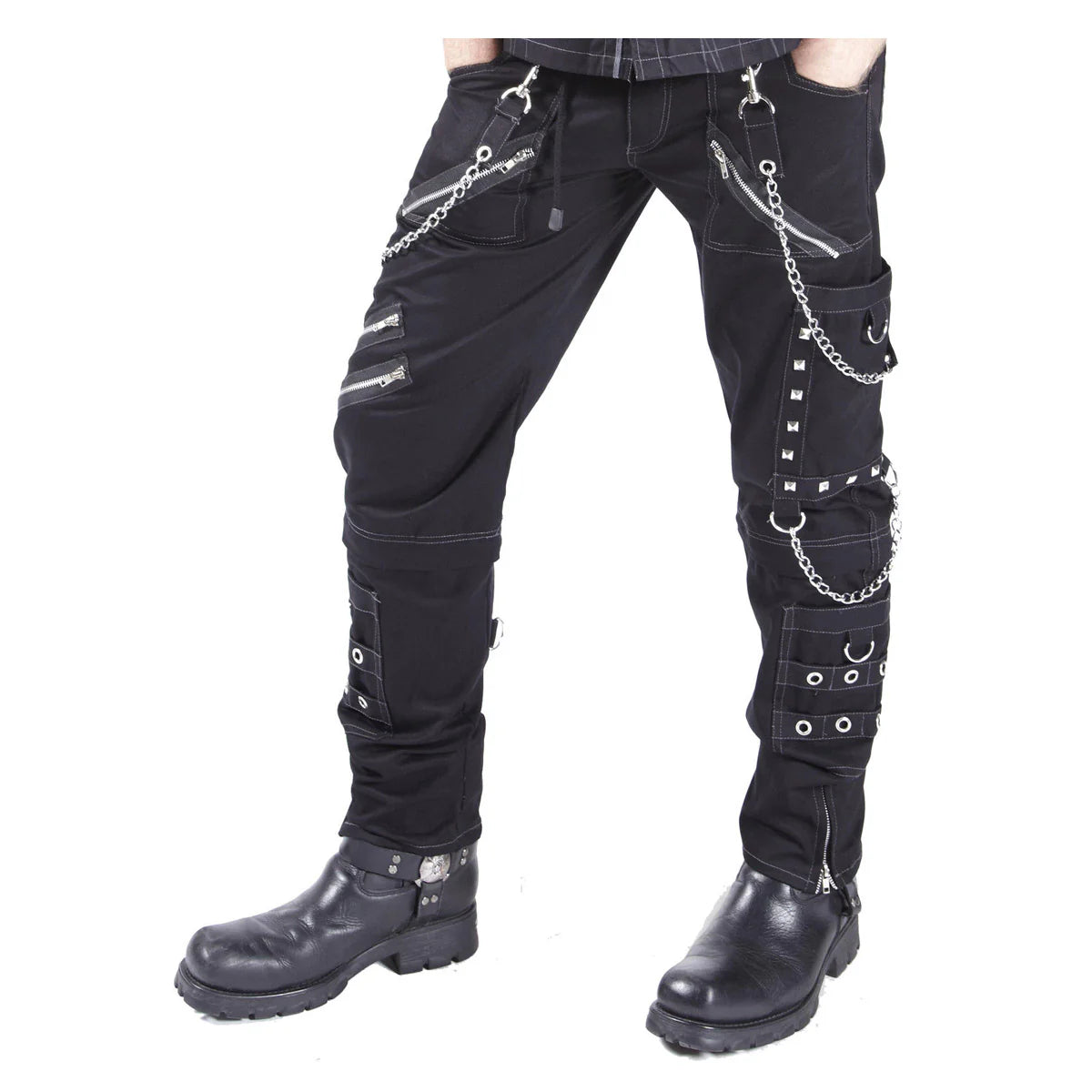 Men Gothic Punk Pants Black D-Ring Strap Trousers | Zipper Detail Streetwear for Goth and Emo Style