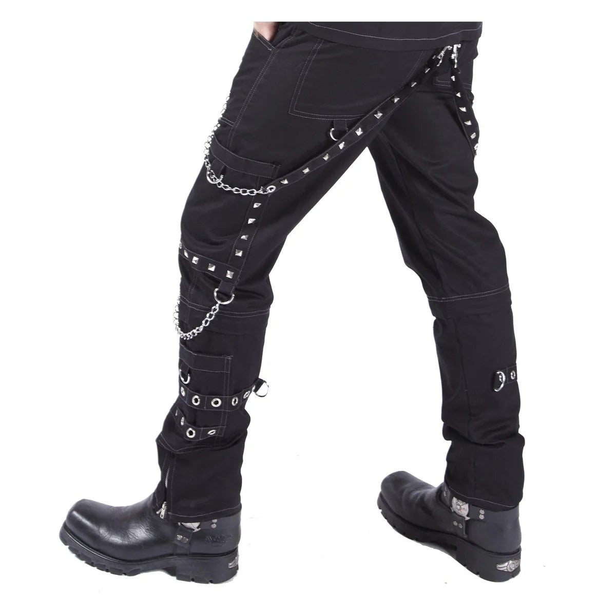 Men Gothic Punk Pants Black D-Ring Strap Trousers | Zipper Detail Streetwear for Goth and Emo Style